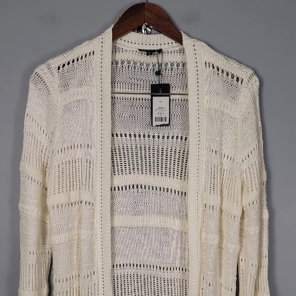 Dynamite Ivory Knit Long Open Cardigan Sweater